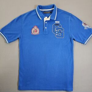 COOGI Men's Royal Blue Embroidered Crest Logo Polo Shirt